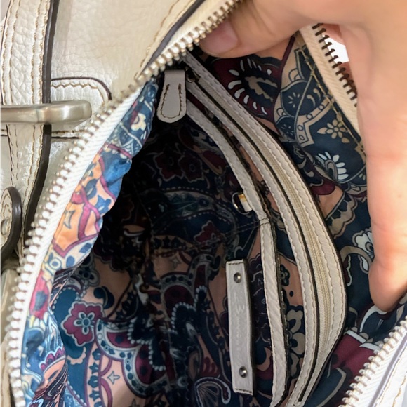 B Makowski leather and fabric  hobo bag with side pouches - Picture 9 of 12